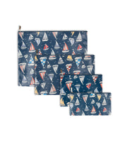 Premsons® Sailboat Design Leatherette Pouch | Nautical Print, Premium Finish, Durable & Lightweight, Zip Closure, Multipurpose Storage