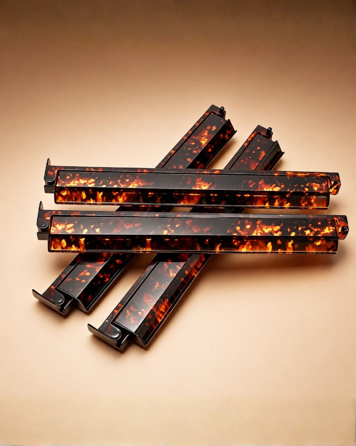 Tortoise shell ABS mahjong tile rack set of 4, angled display