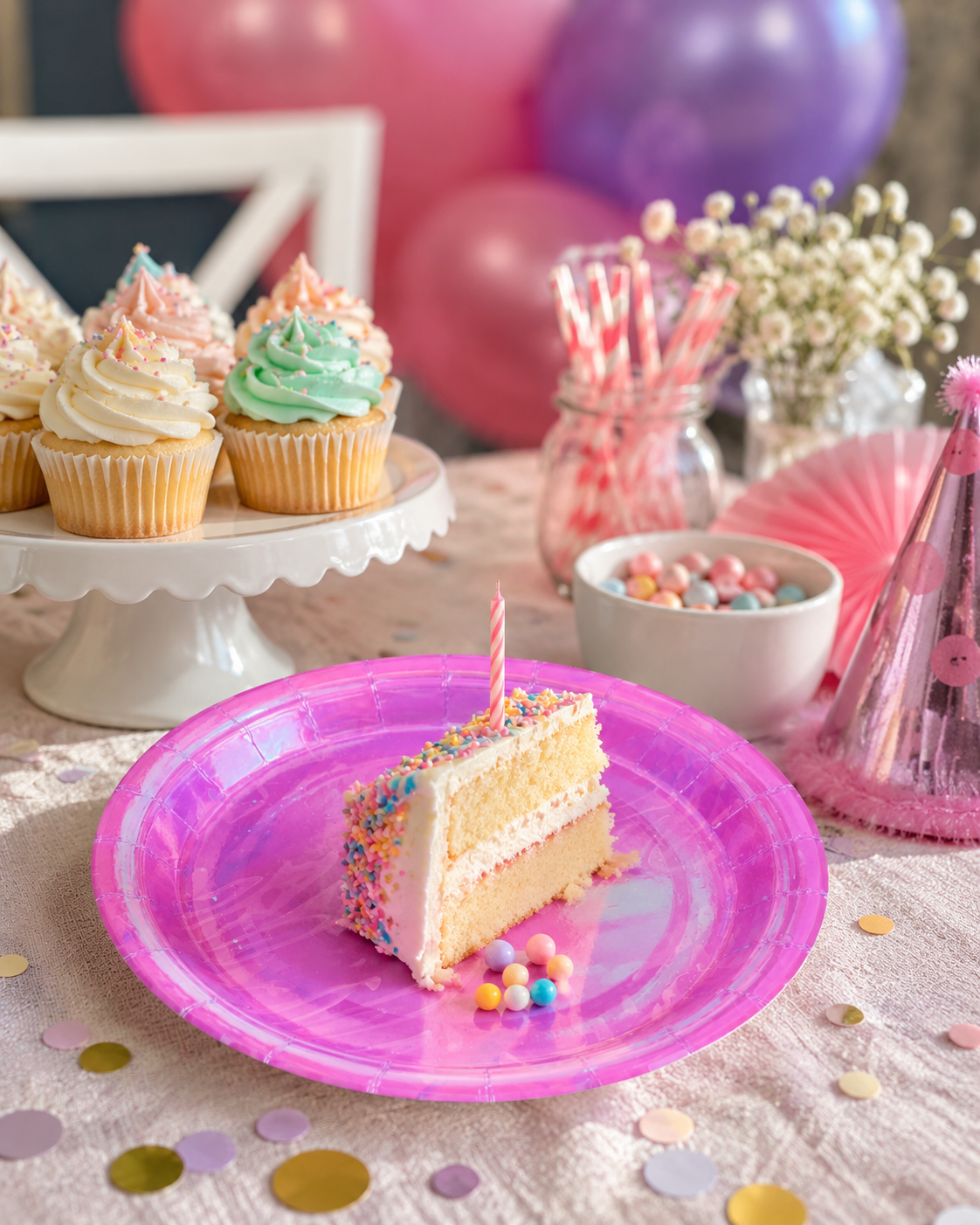 Premsons®  Pink Disposable Party Plates – Stylish Round Plates for Birthdays & Celebrations