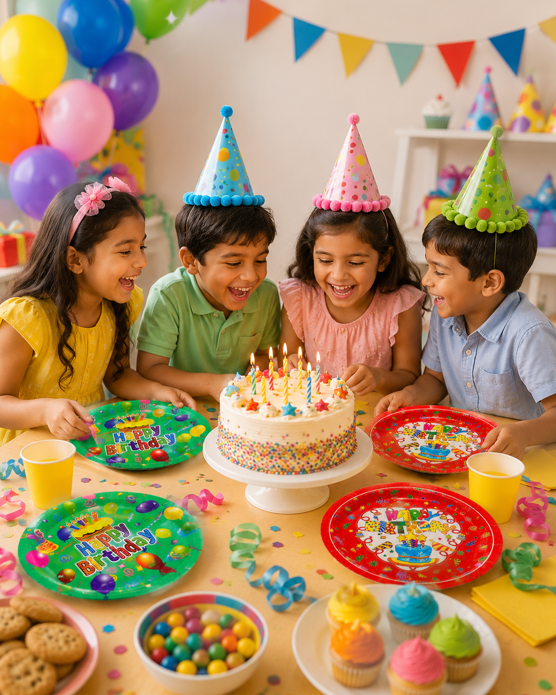 Premsons® Happy Birthday Party Plates – Colourful Disposable Celebration Plates (set of 10) (pack of 2)