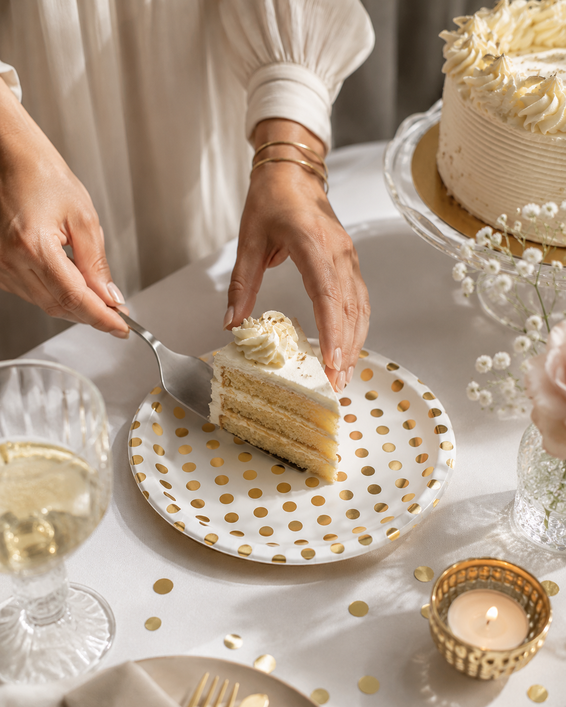 Premsons® Gold & Silver Polka Dot Party Plates – Elegant Disposable Plates for Birthdays, Parties & Celebrations (Set of 10) (Pack of 2)
