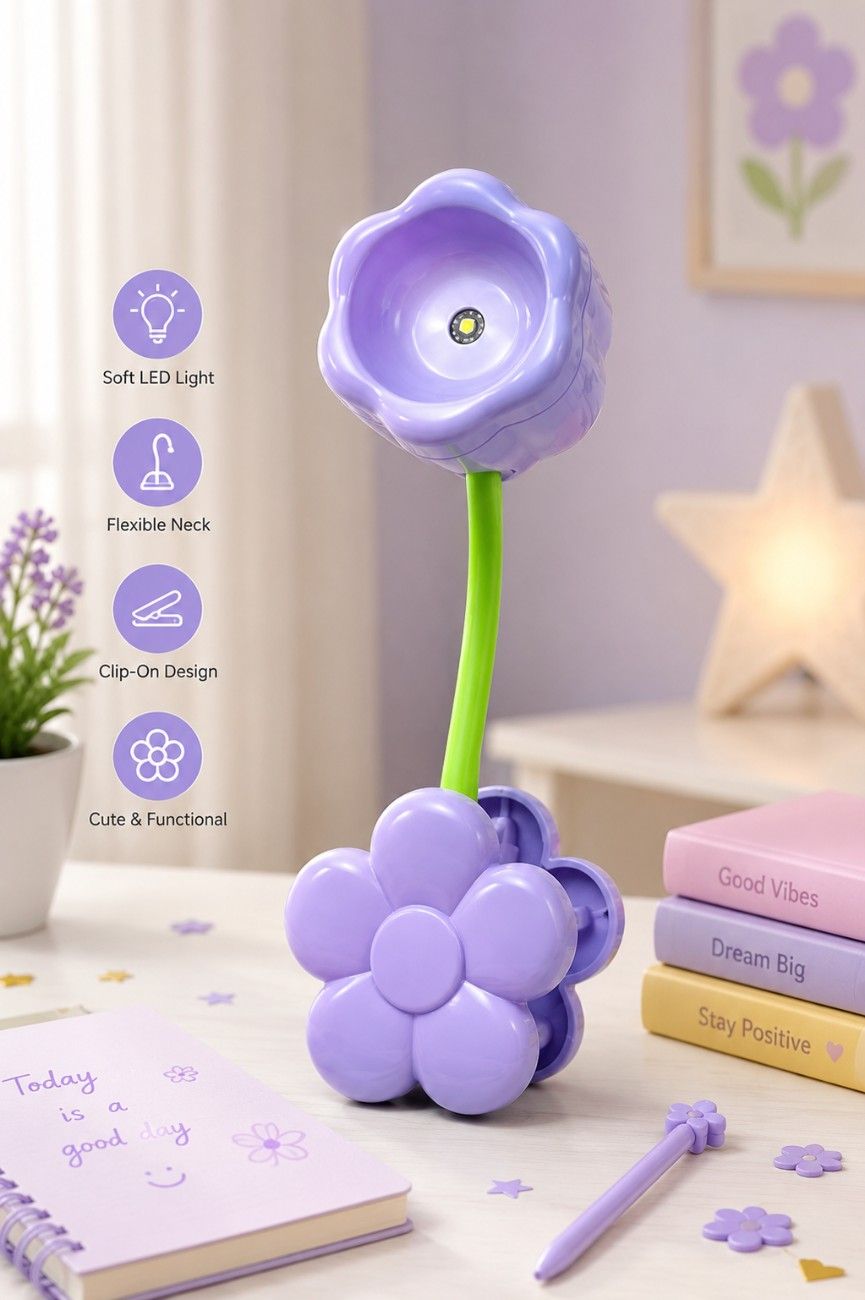 Premsons® Sunflower Clip-On LED Night Light – USB Rechargeable  | Soft Warm Glow | Available in Pink, Purple & Green