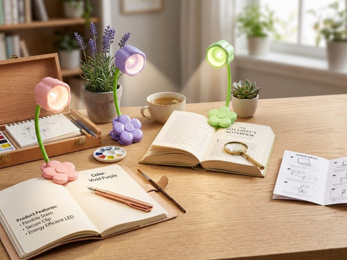 Premsons® Sunflower Clip-On LED Night Light – USB Rechargeable  | Soft Warm Glow | Available in Pink, Purple & Green