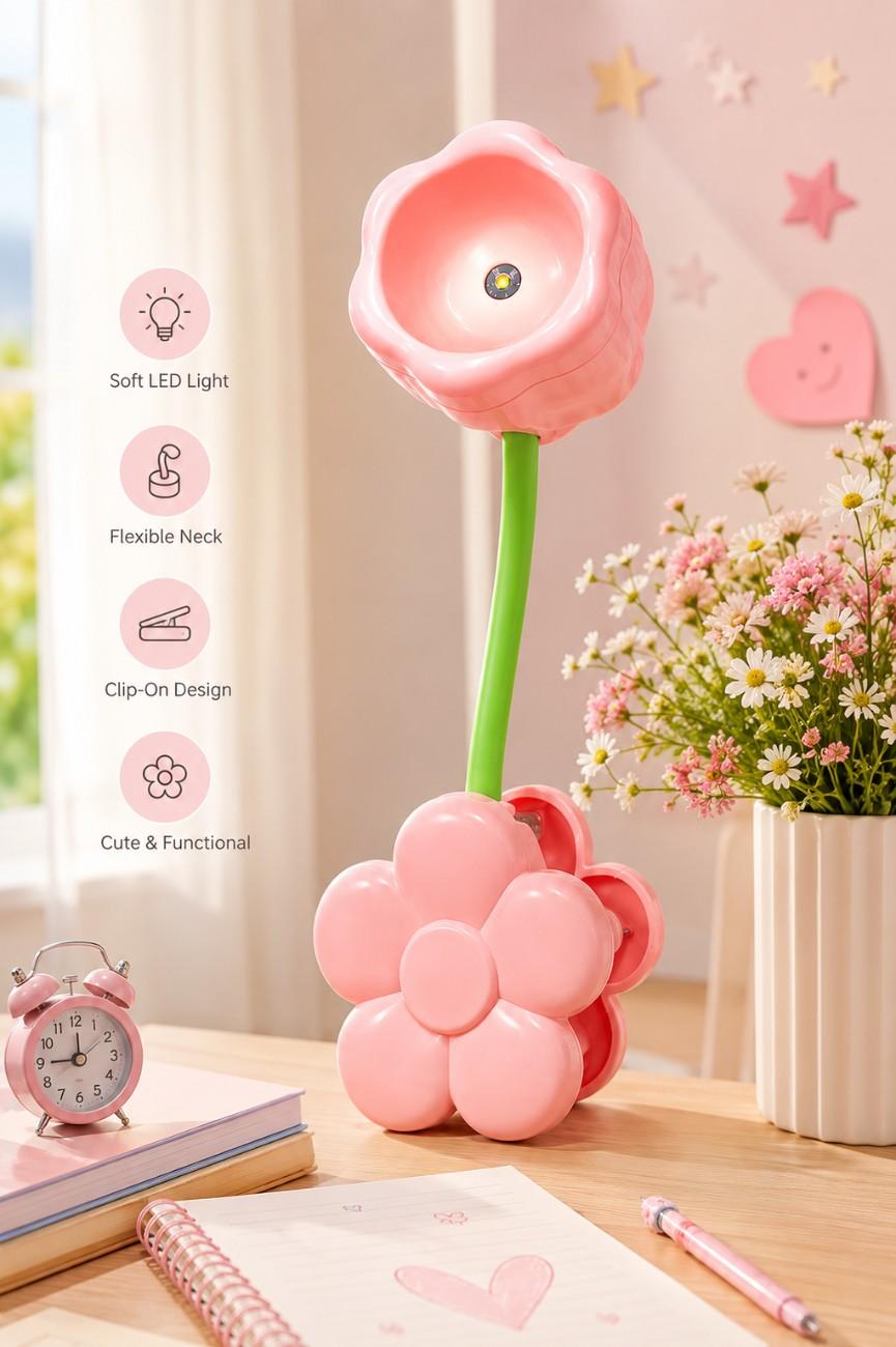 Premsons® Sunflower Clip-On LED Night Light – USB Rechargeable  | Soft Warm Glow | Available in Pink, Purple & Green