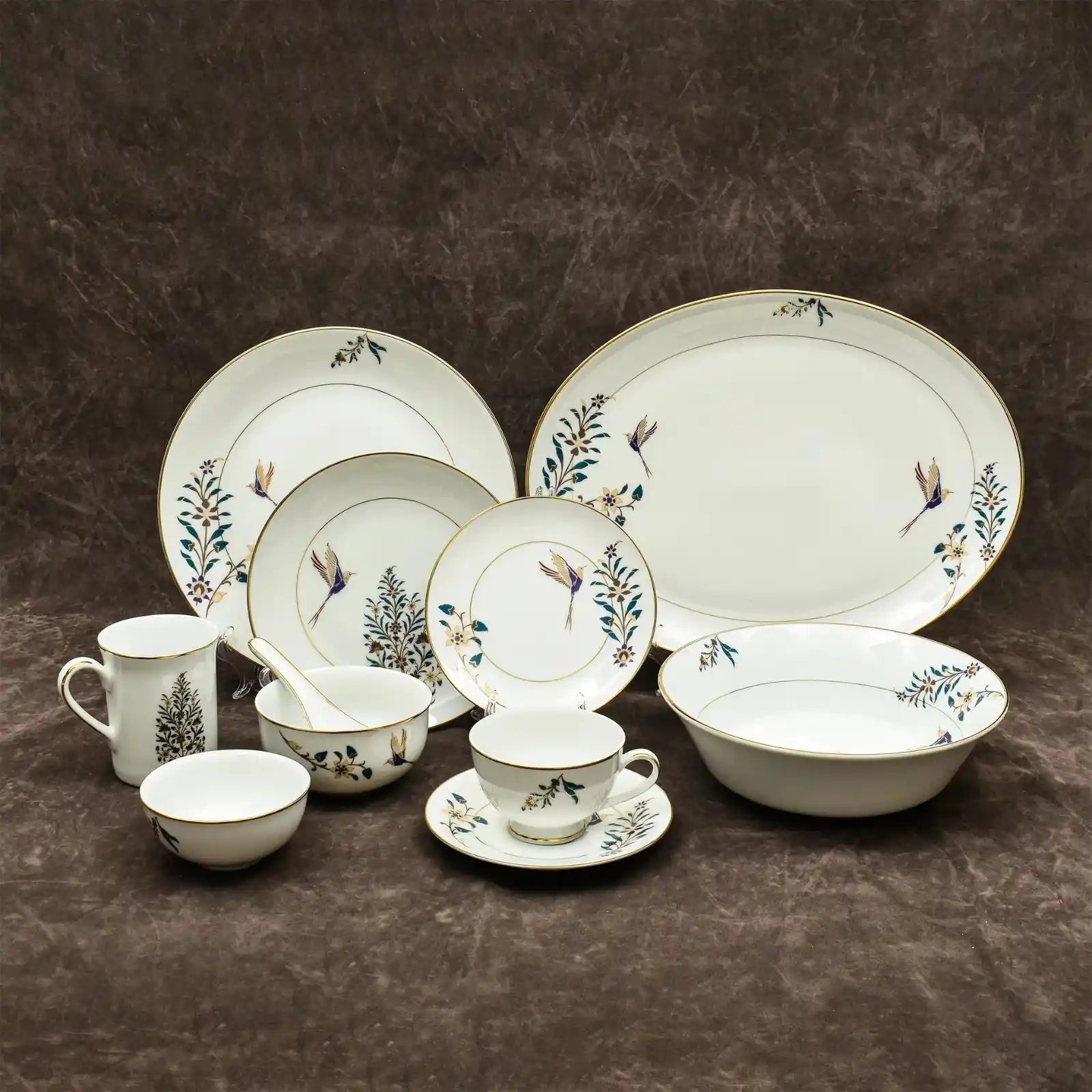 Floral Porcelain Dinner Set – 27-Piece Elegant Tableware Collection for 6 | Serene Botanical Design for Sophisticated Dining