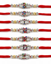Premsons® Personalized Alphabet Rakhi – Red Thread Crystal Initial Rakhi for Brother