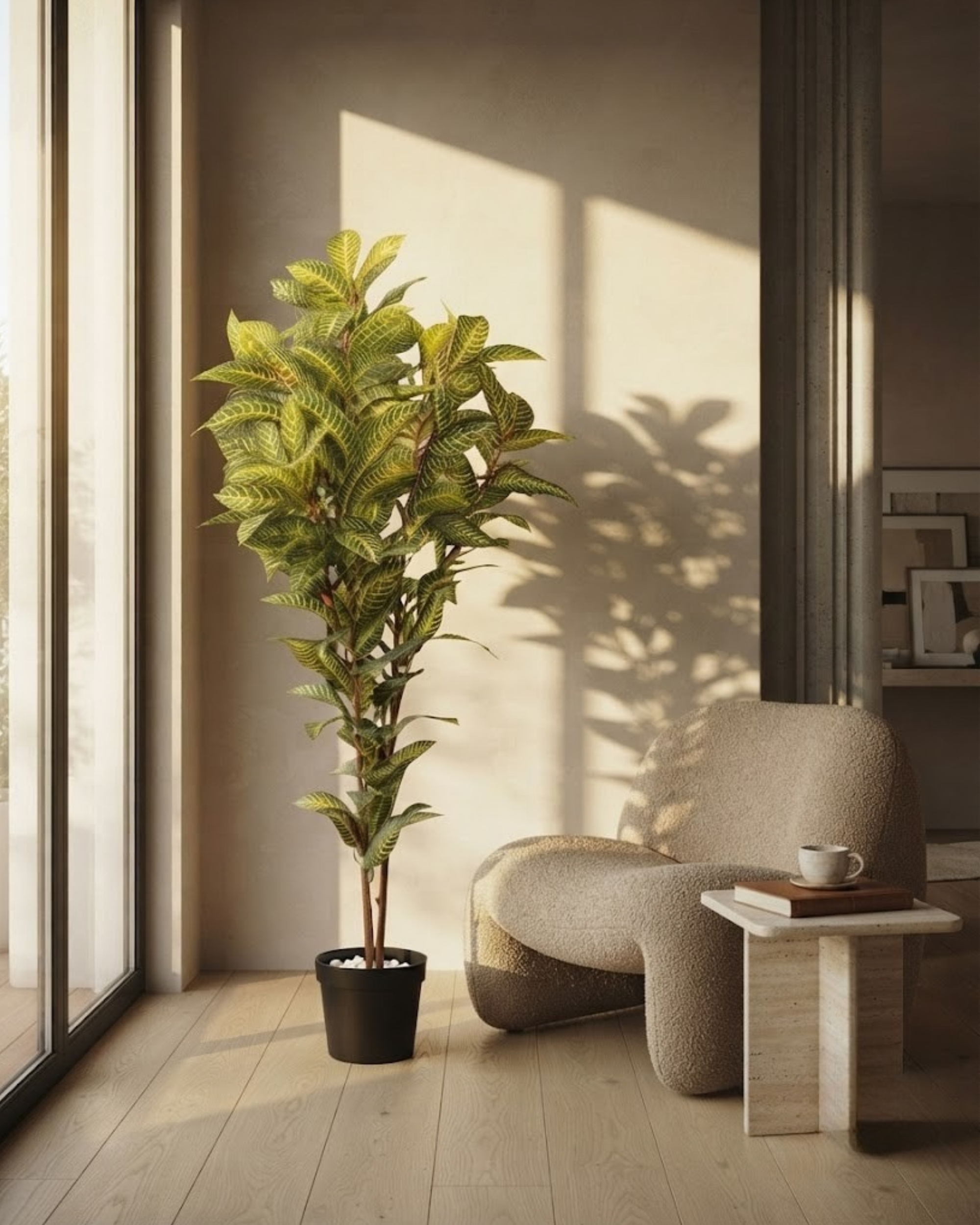 Premsons® Tall Artificial Green Plant with Decorative Pot