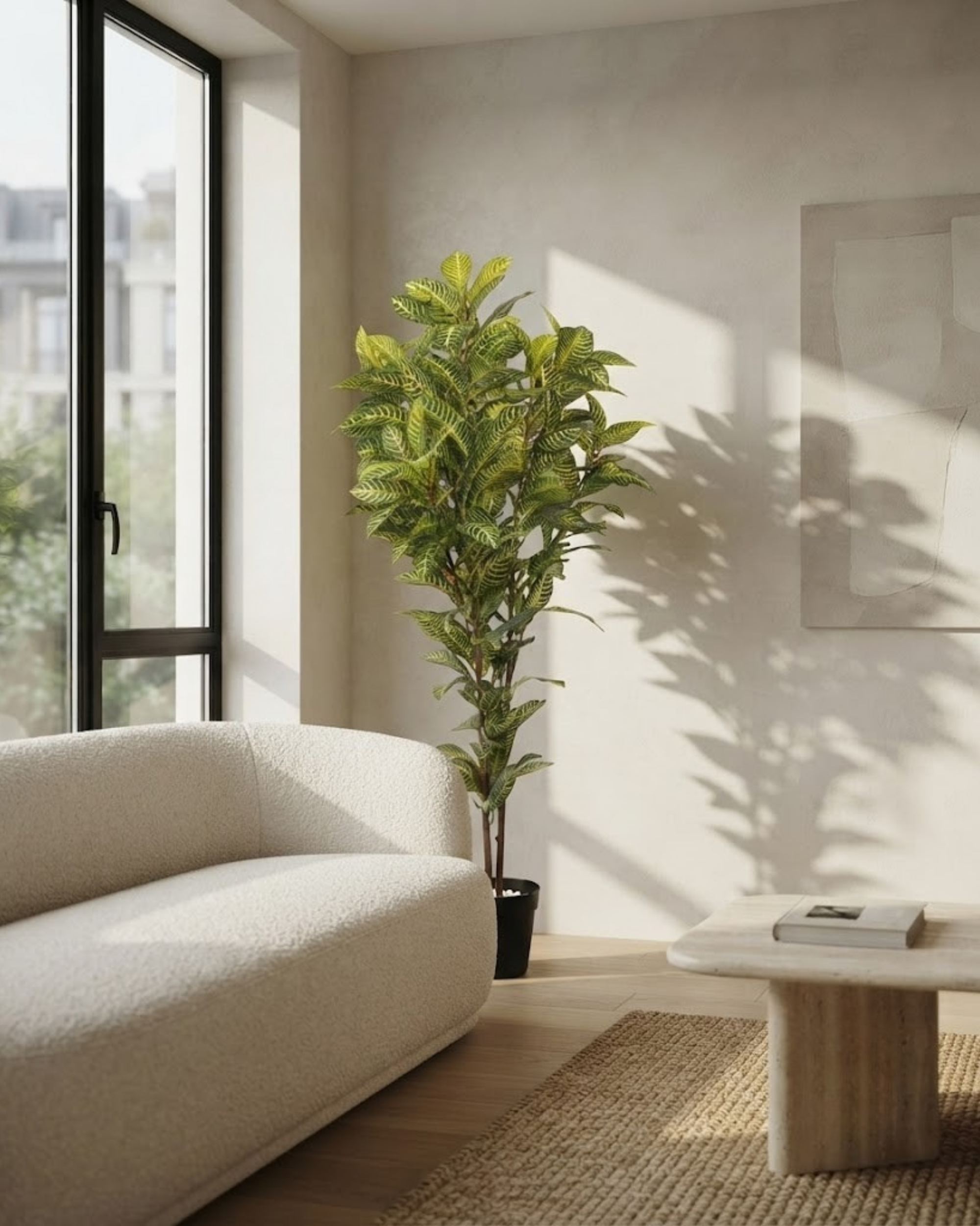 Premsons® Tall Artificial Green Plant with Decorative Pot