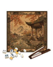 Premsons® Autumn Palace Mahjong Table Mat – Premium Anti-Slip Square Gaming & Decorative Mat - 23 x 23 inch - Versatile Non-Slip Play Surface