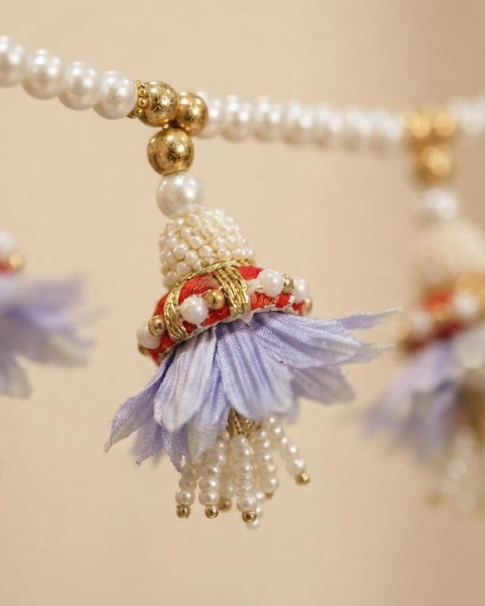Premsons® Premium Handmade Lavender Floral Toran for Door | Artificial Flower Bandarwal with Pearl Tassels | Main Door, Mandir, Diwali, Wedding & Housewarming Decoration