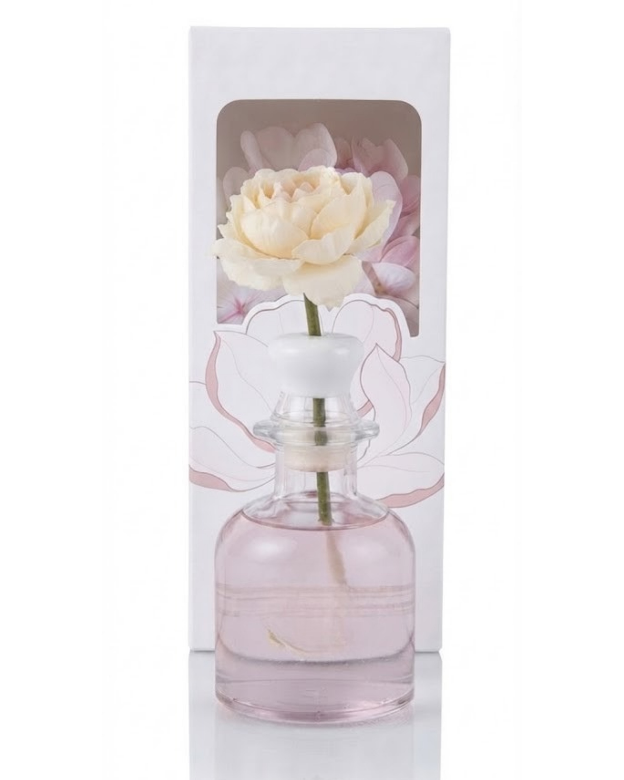 Premsons® Glass Bottle Reed Diffuser With Flower [Gardenia In Blossom]
