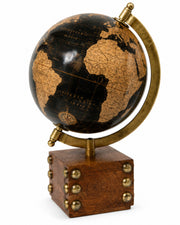 Premsons® Black & Gold Decorative Globe with Wooden Base - Small Size