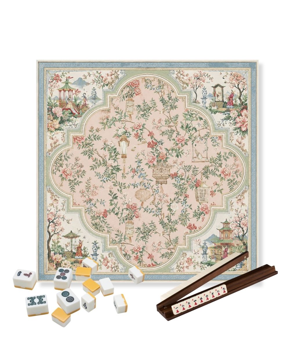 Premsons® Bloom Reverie Mahjong Table Mat – Premium Anti-Slip Square Gaming & Decorative Mat - 23 x 23 inch - Versatile Non-Slip Play Surface