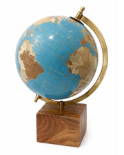 Premsons® Blue World Globe – Gold Metal Arc & Wooden Base- Medium Size