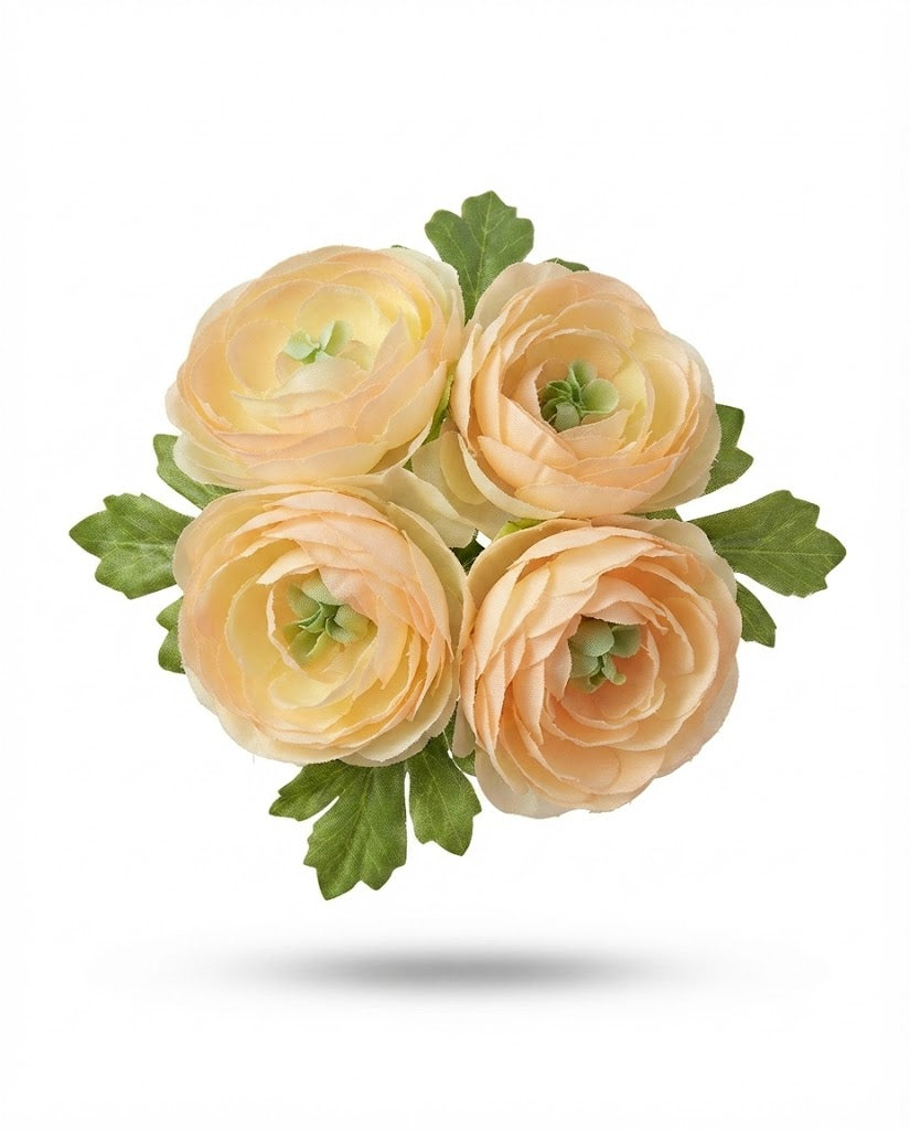 Premsons®Premium Artificial Floating Ranunculus Flowers for Urli Bowl Decoration – Realistic Blush Cream Faux Flowers for Diwali, Pooja, Weddings & Home Décor (Set of 4)