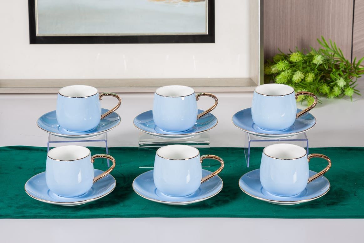 Premsons® Afternoon Tea Cup & Saucer Set – Elegant Porcelain Tea Cups for Tea & Coffee – Powder Blue