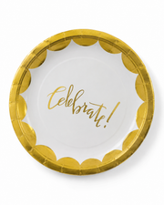 Premsons®  Elegant Gold “Celebrate!” Party Plate (Set of 10) (Pack of 2)