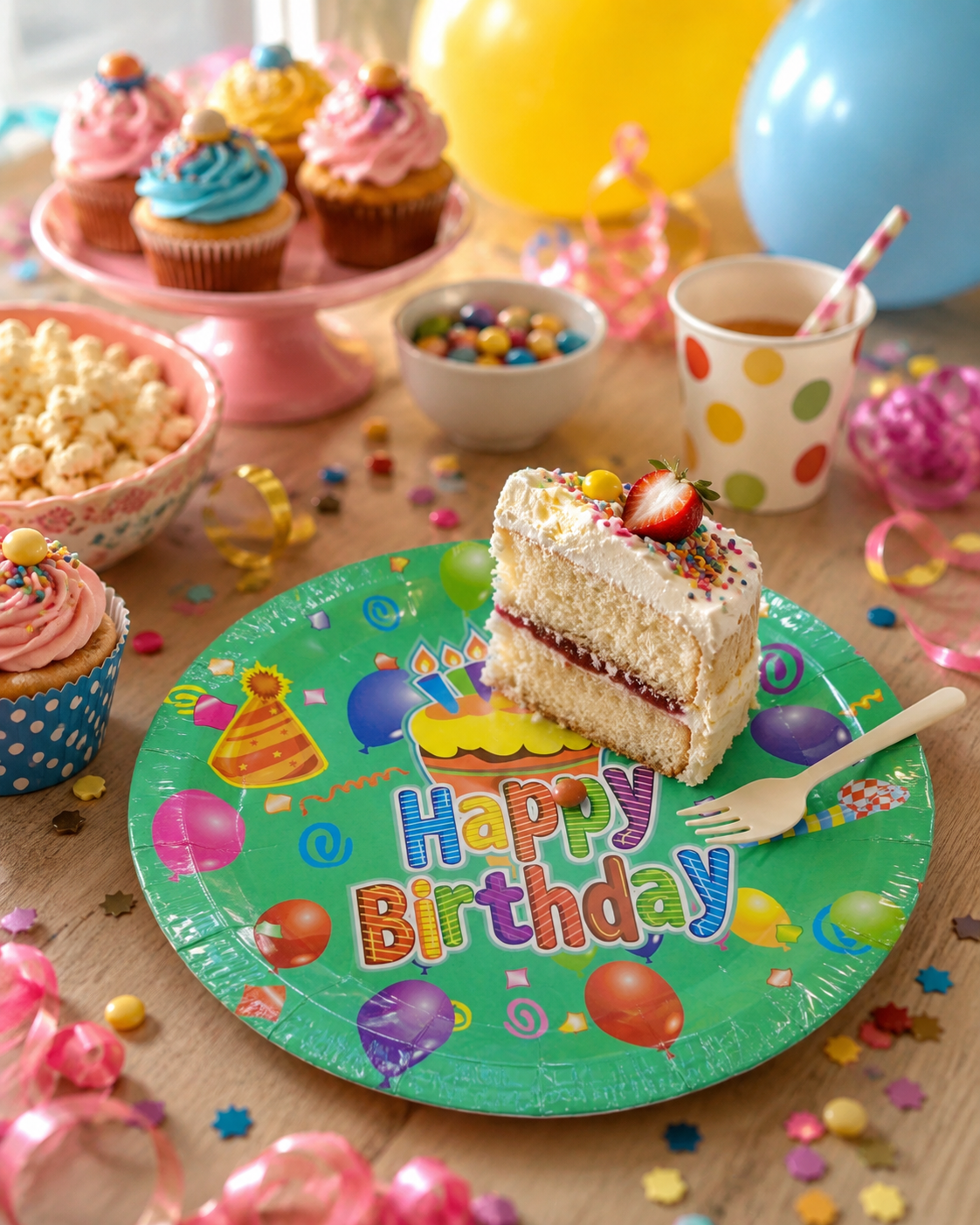 Premsons® Happy Birthday Party Plates – Colourful Disposable Celebration Plates (set of 10) (pack of 2)