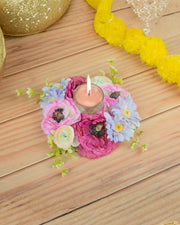 Premsons® Lavender & Dark Pink Decorative Candle Holder – Elegant Glass Tea Light Holder for Home, Festive & Party Décor