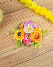 Premsons® Multicolour Floral Candle Holder – Decorative Tea Light Holder for Home, Festive Celebrations & Party Décor