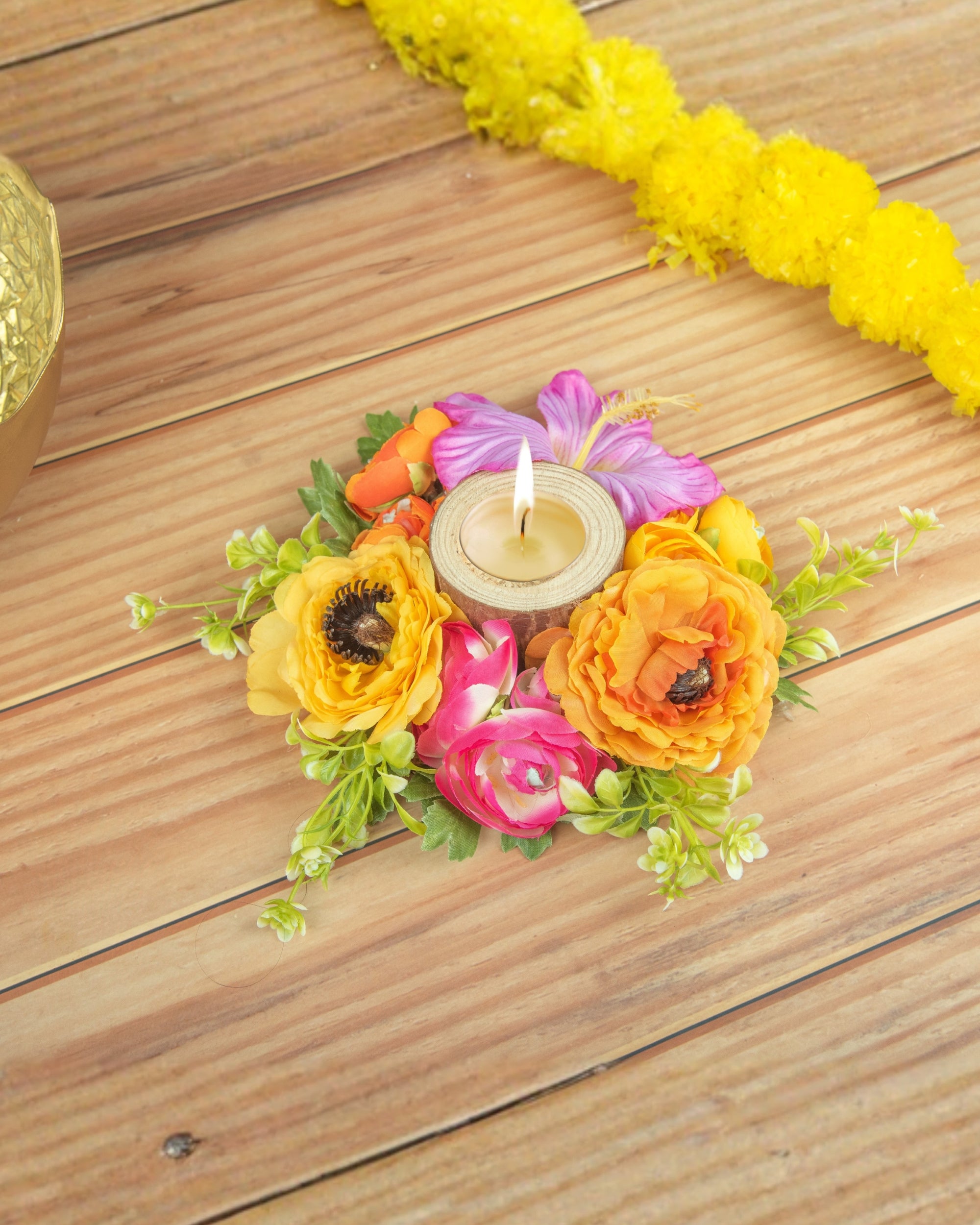 Premsons® Multicolour Floral Candle Holder – Decorative Tea Light Holder for Home, Festive Celebrations & Party Décor