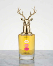 Eternia Candy Eau de Parfum bottle with deer-head gold cap and amber liquid