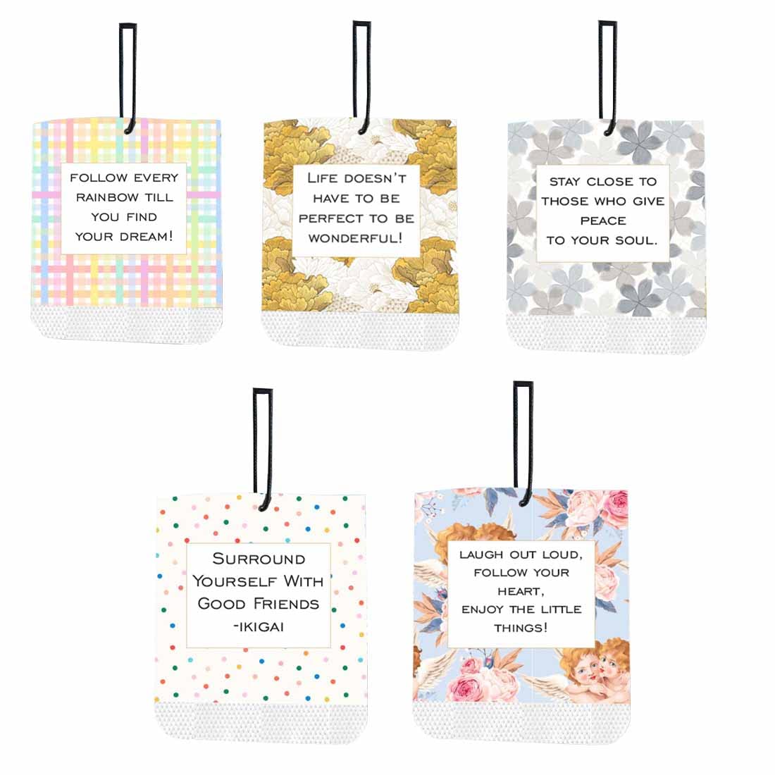 Premsons® Hanging Car Air Freshener Sachet - Ideal for Car Closet Wardrobe Drawer Hanger Travel and Small Spaces - Long-Lasting Subtle Scents - Assorted Fragrances - Pack of 5