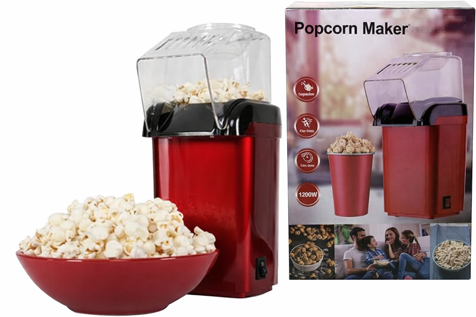 Premsons® SK-299 Electric Popcorn Maker | Hot Air Oil-Free Popper, Fast Popping, Easy to Use, Compact Design