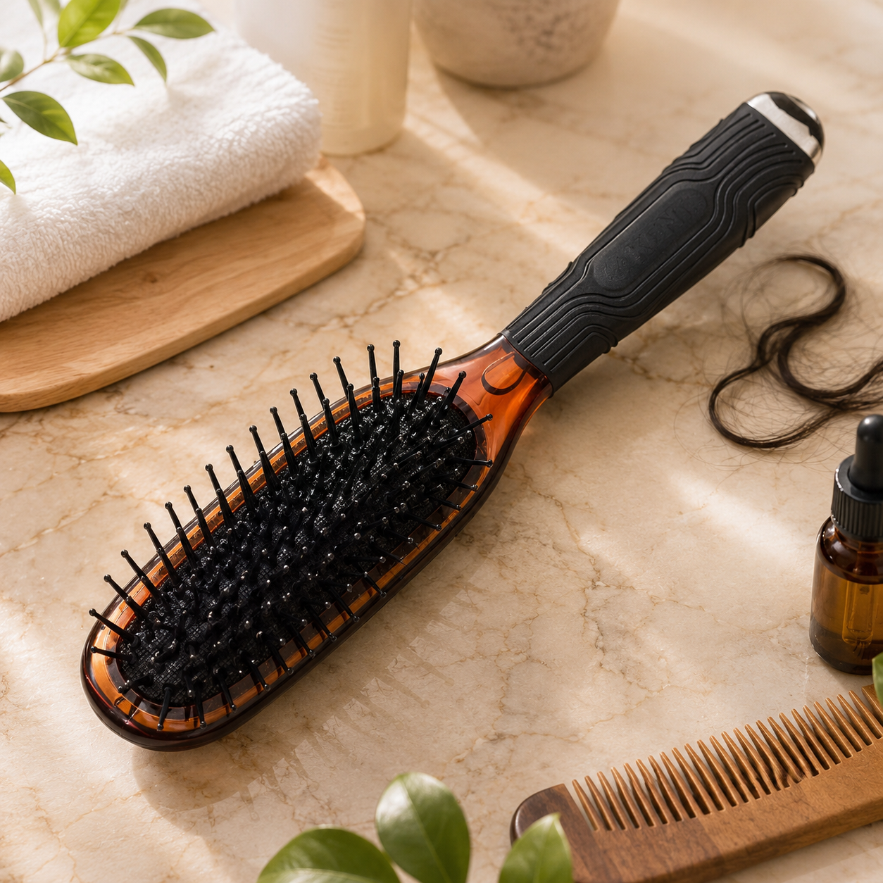 Premsons® Headhog Handbag Hair Brush, Brown | Compact Detangling & Styling Brush for Everyday Hair Care