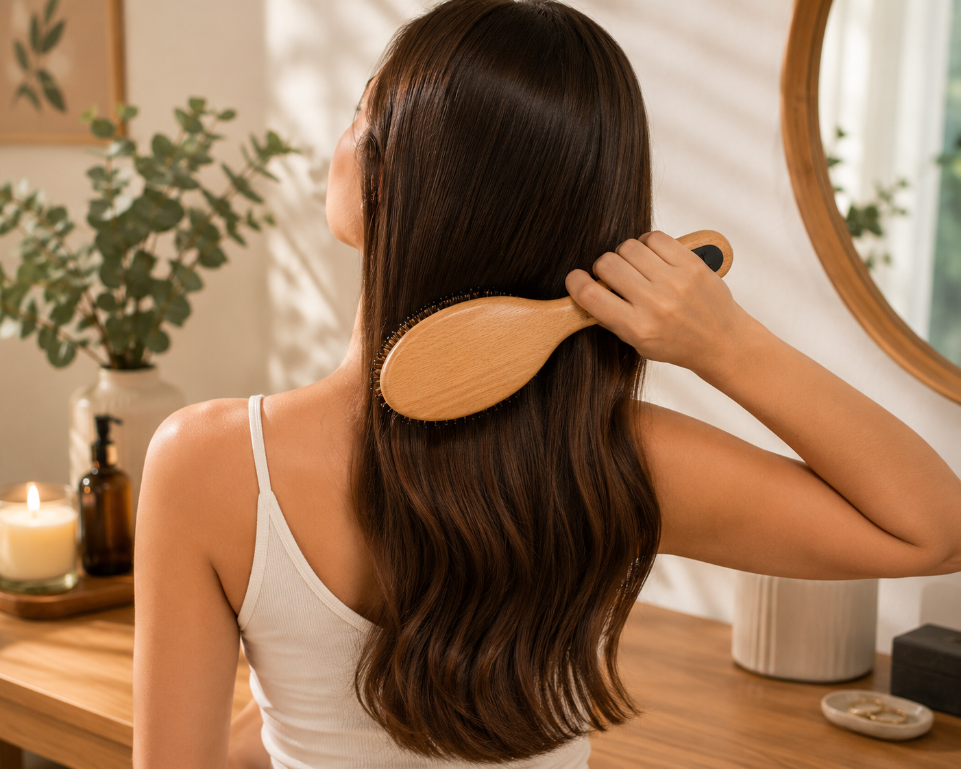 Premsons® Premium Beechwood Cushion Hair Brush with Natural Bristles & Nylon Quills | Gentle Detangling & Scalp Massage for All Hair Types