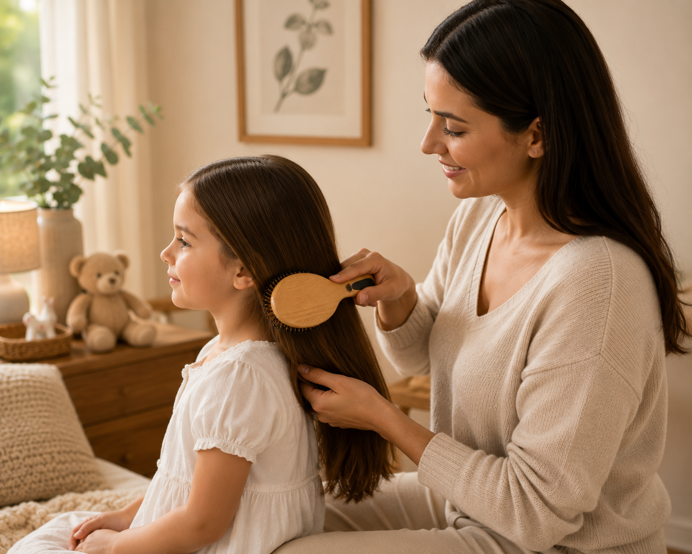 Premsons® Premium Beechwood Cushion Hair Brush with Natural Bristles & Nylon Quills | Gentle Detangling & Scalp Massage for All Hair Types