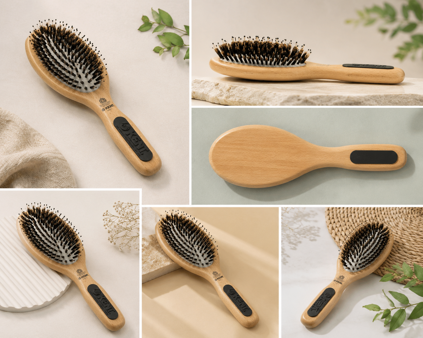 Premsons® Premium Beechwood Cushion Hair Brush with Natural Bristles & Nylon Quills | Gentle Detangling & Scalp Massage for All Hair Types