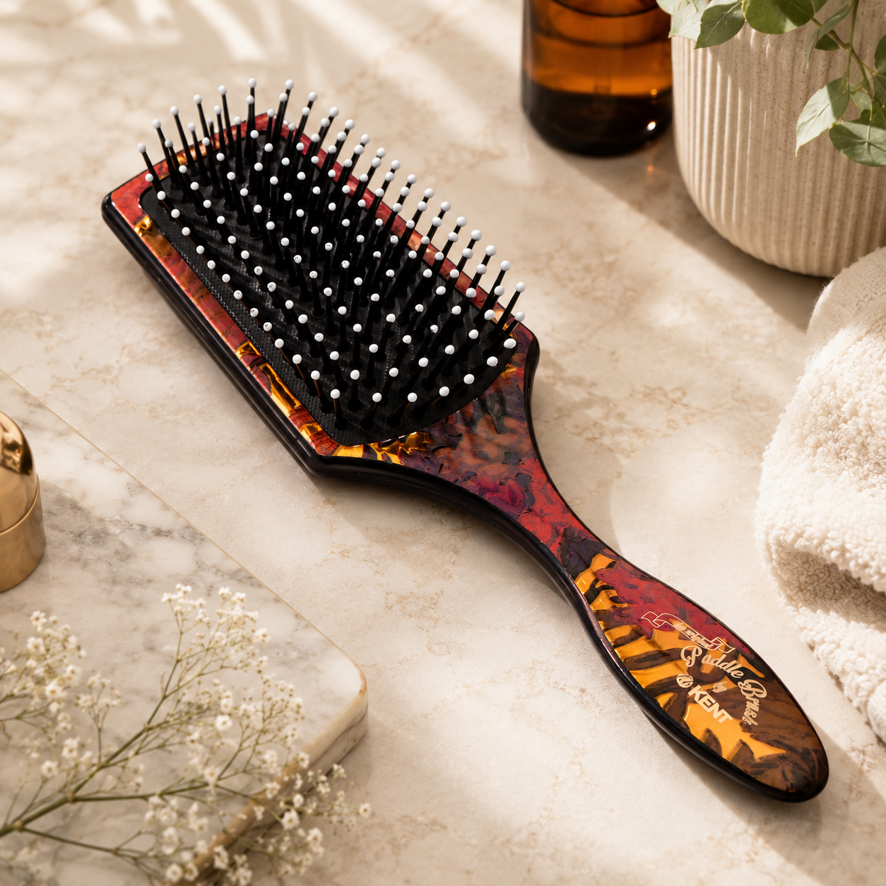 Premsons® Premium Floral Design Paddle Hair Brush for Gentle Detangling & Everyday Styling