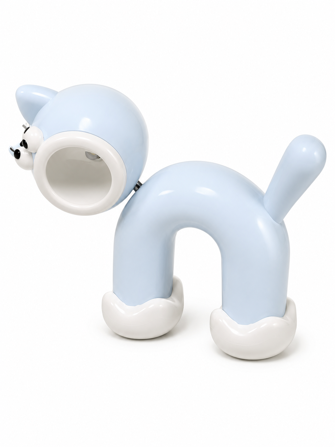 Premsons cute cat LED night light in light blue silicone, with round lamp opening and cat face.