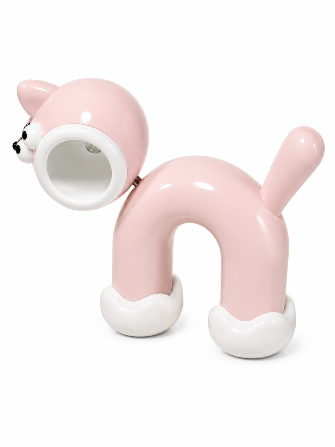 Premsons cute cat LED night light in pink silicone, with round lamp opening and whiskers.