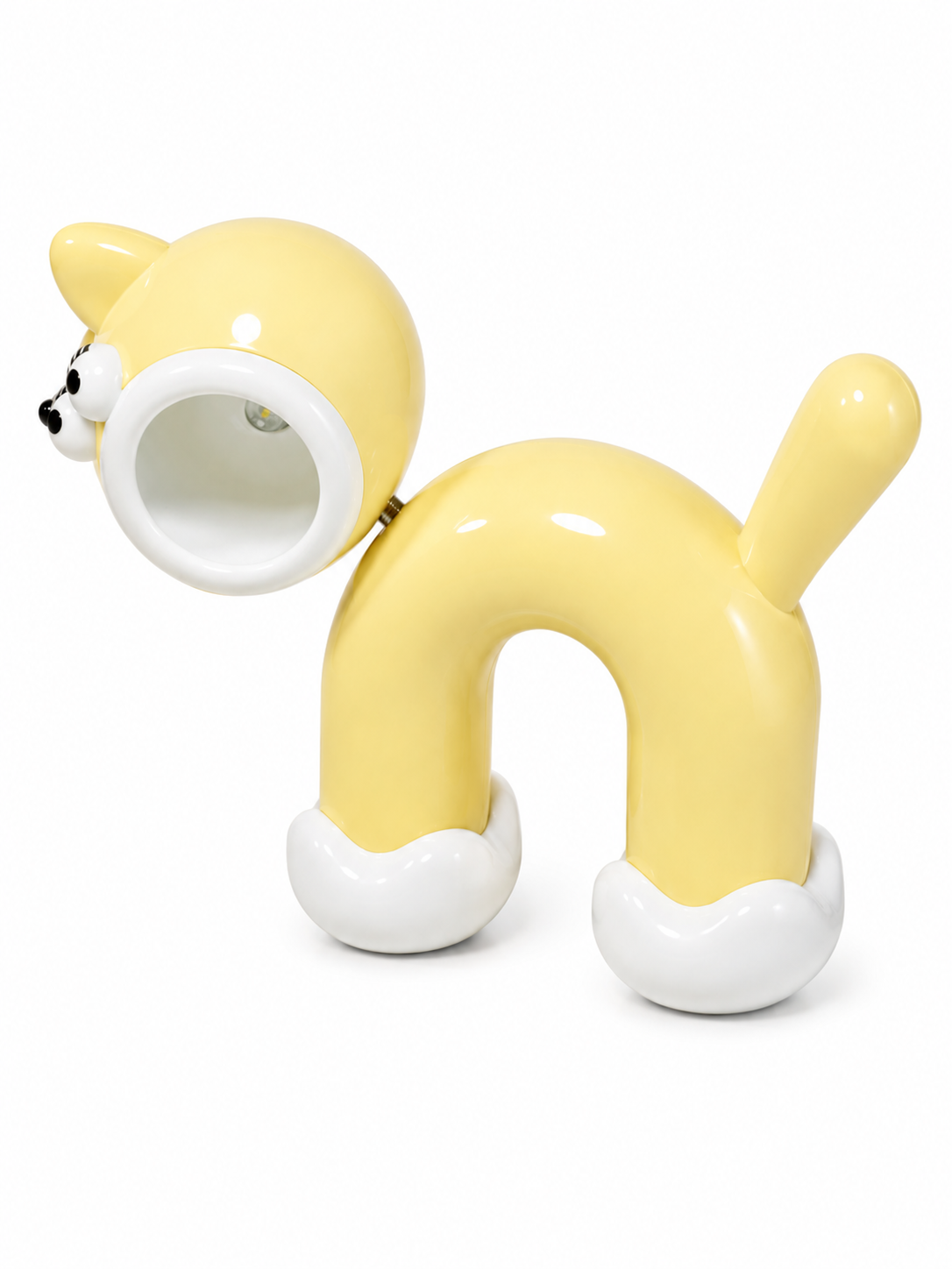 Premsons cute cat LED night light in yellow silicone, with round lamp opening and small ears.