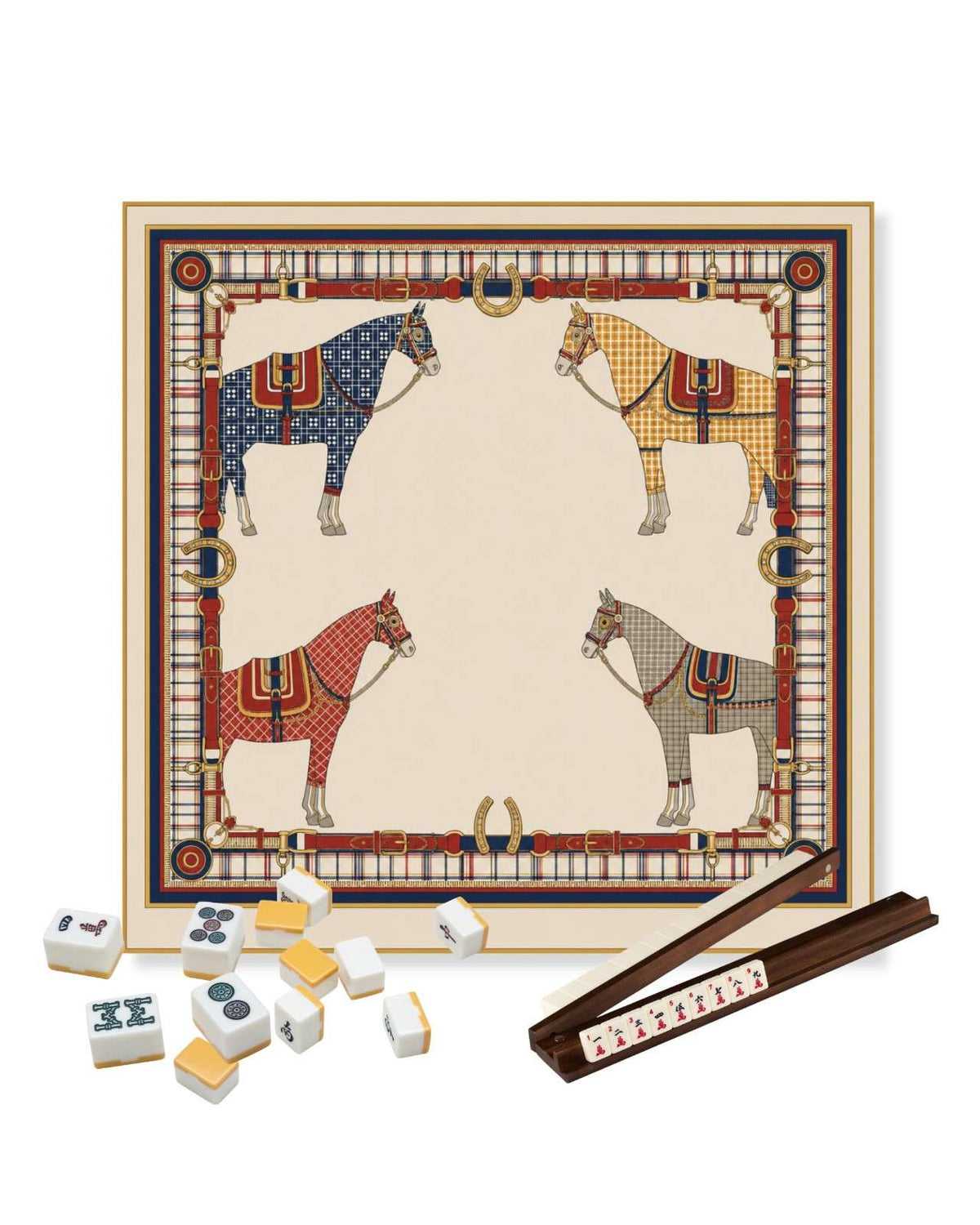 Premsons Chevaux Mahjong Mat – 33 x 33 inch Large Table Game Mat