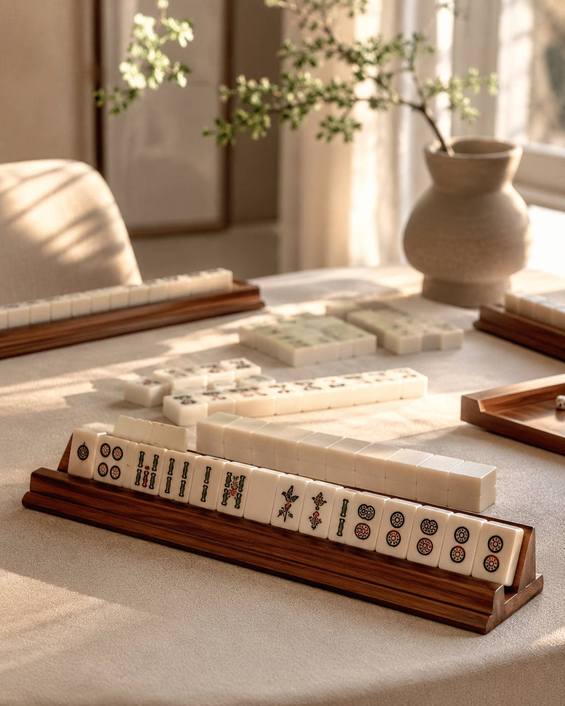 Premsons® Premium Wooden Mahjong Tile Rack | Durable Hardwood Tile Holder for American Mahjong | Elegant Wooden Rack for Mahjong Tiles | Game Accessory for Home & Tabletop Play