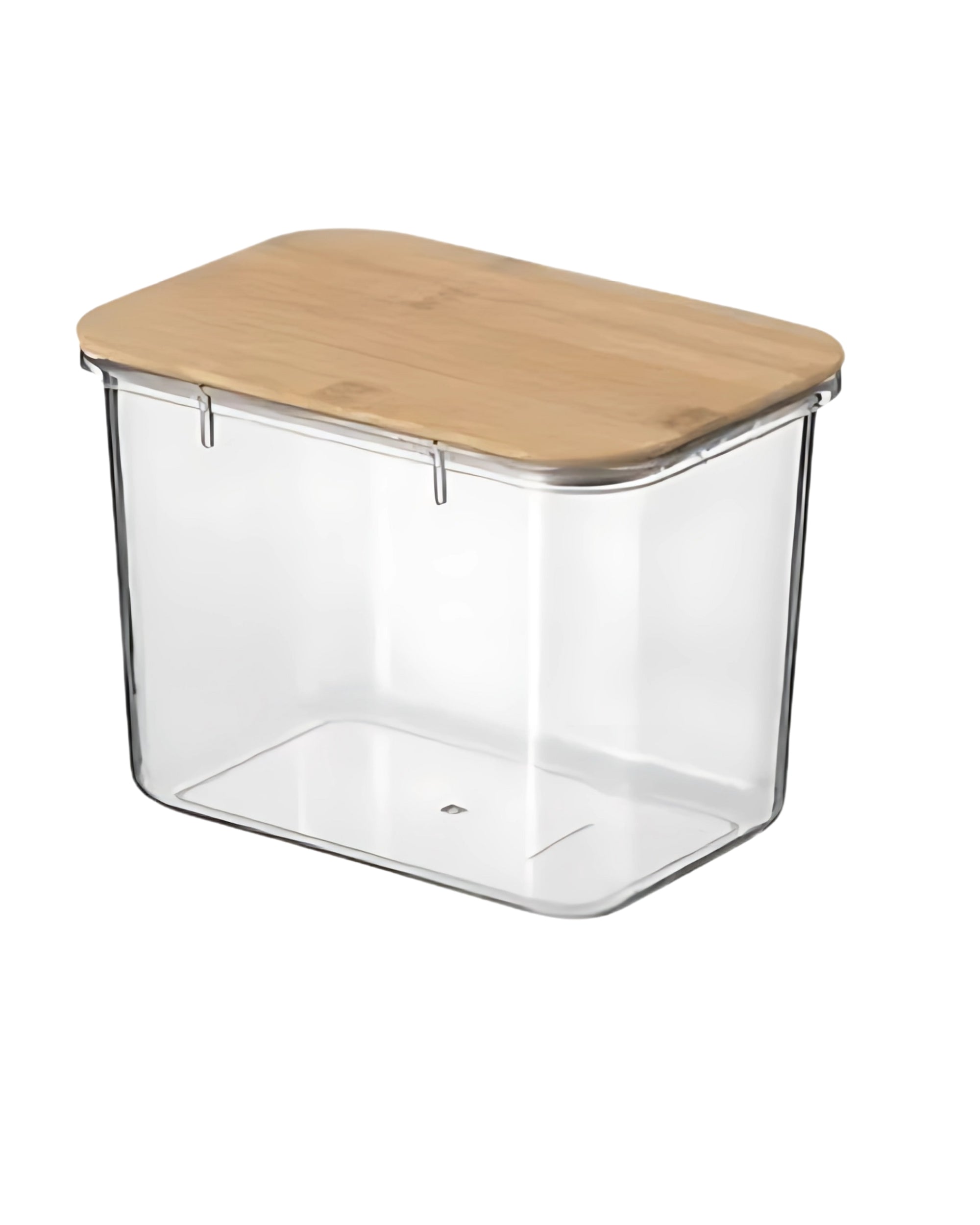 Premsons® Acrylic Transparent Storage Container with Bamboo Lid – Airtight Rectangular Food Jar for Kitchen & Pantry Organization