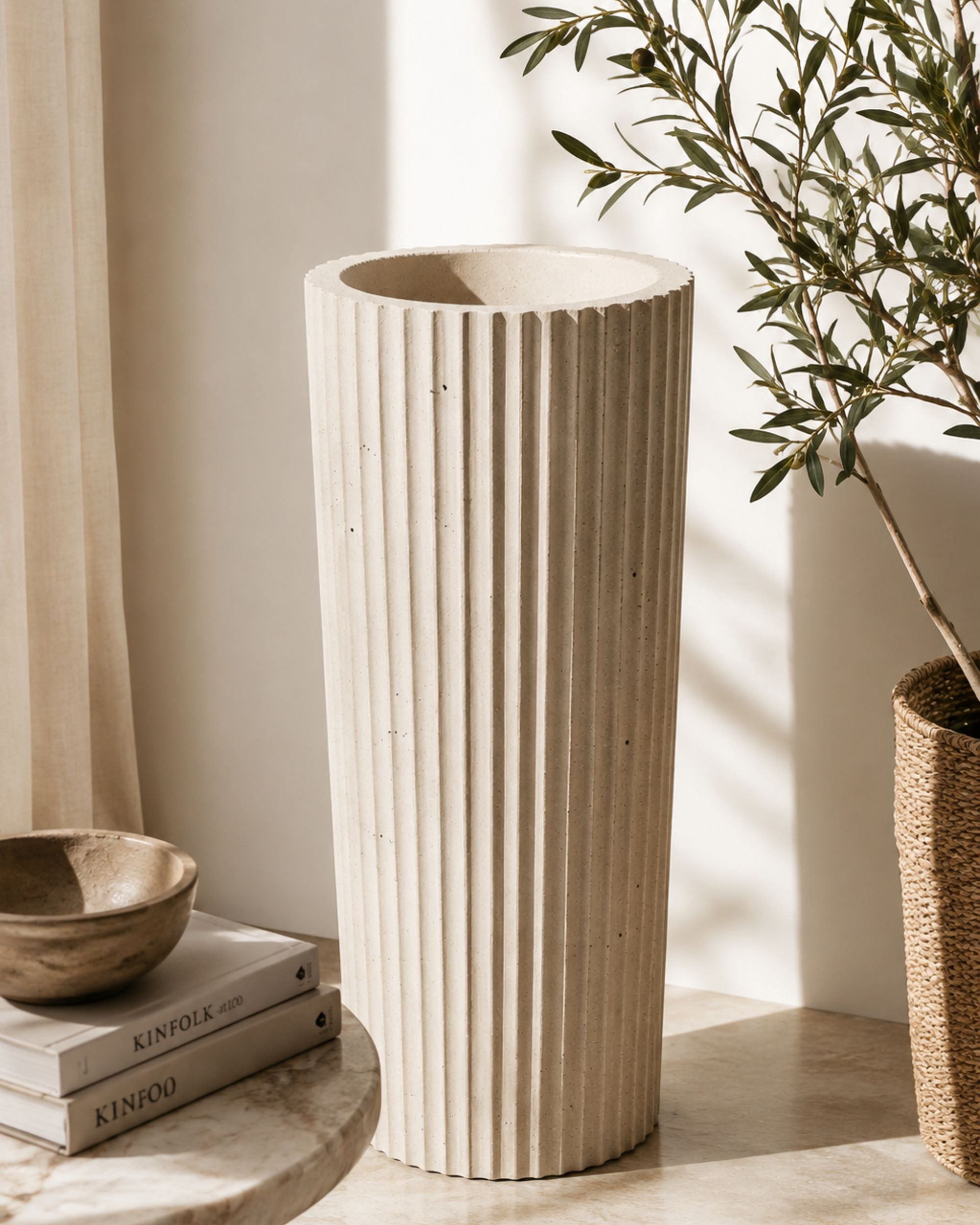 Premsons® Tall Fluted Concrete Planter