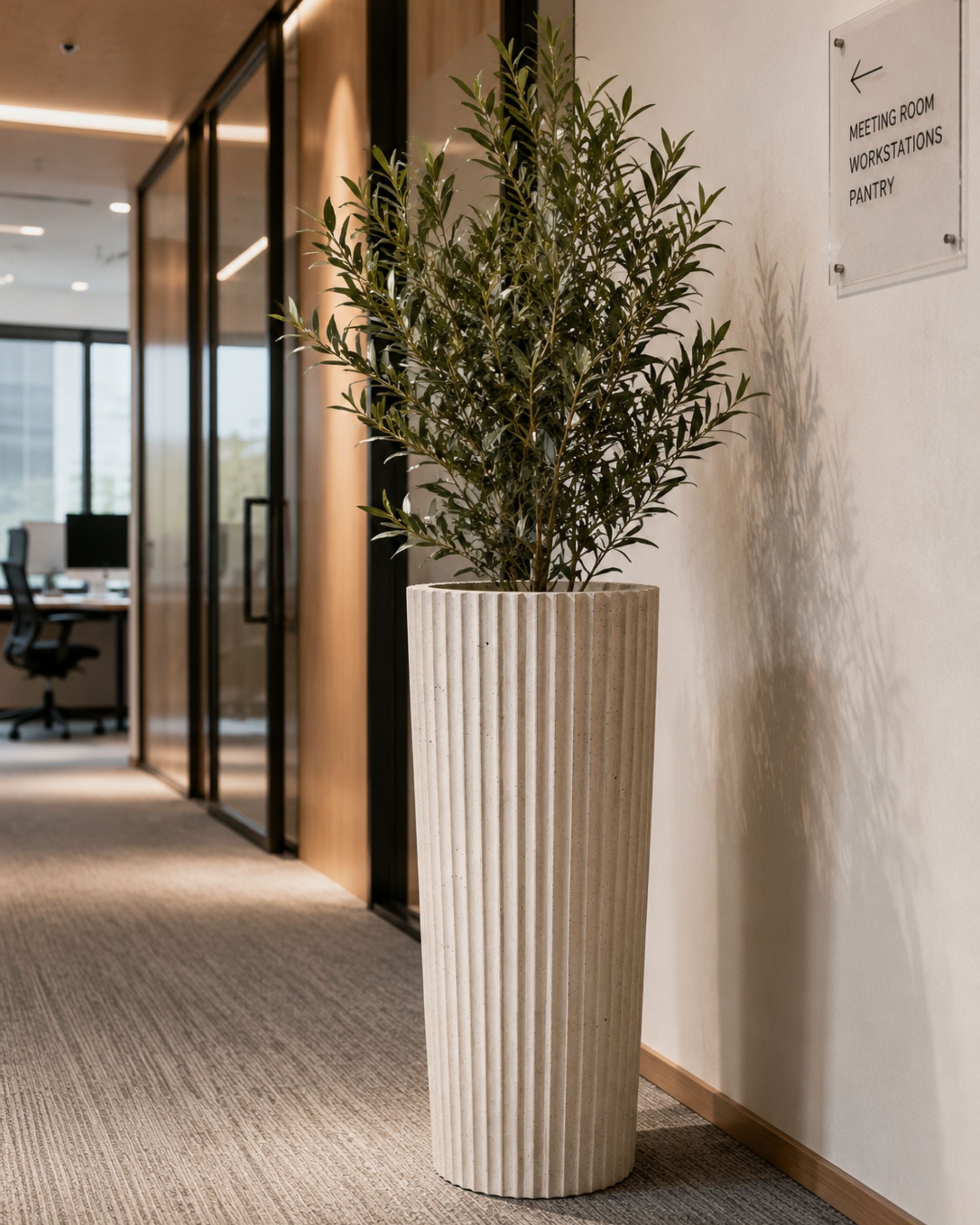 Premsons® Tall Fluted Concrete Planter