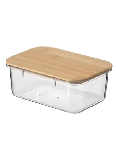 Premsons® Acrylic Transparent Storage Container with Bamboo Lid – Airtight Rectangular Food Jar for Kitchen & Pantry Organization