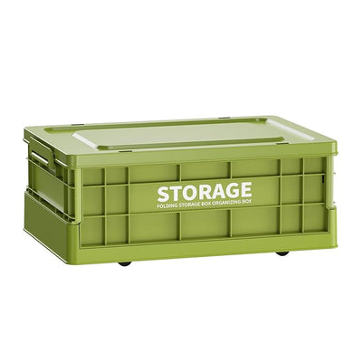 Premsons® Foldable Storage Box with Lid & Handles, Heavy-Duty Collapsible Camping Crate for Outdoor & Home Organization, Stackable Design