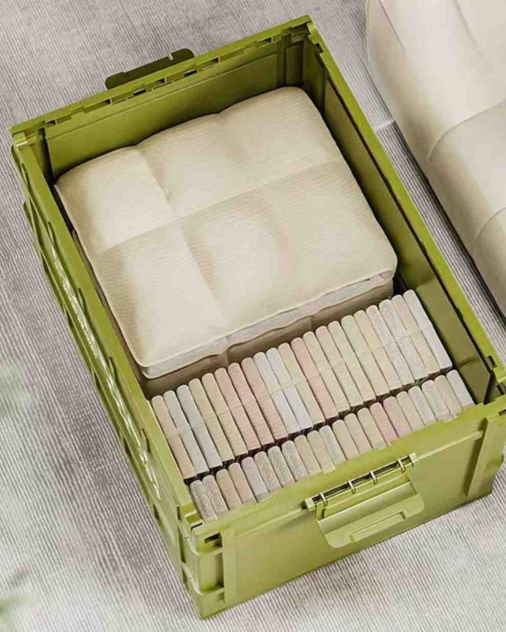 Premsons® Foldable Storage Box with Lid & Handles, Heavy-Duty Collapsible Camping Crate for Outdoor & Home Organization, Stackable Design