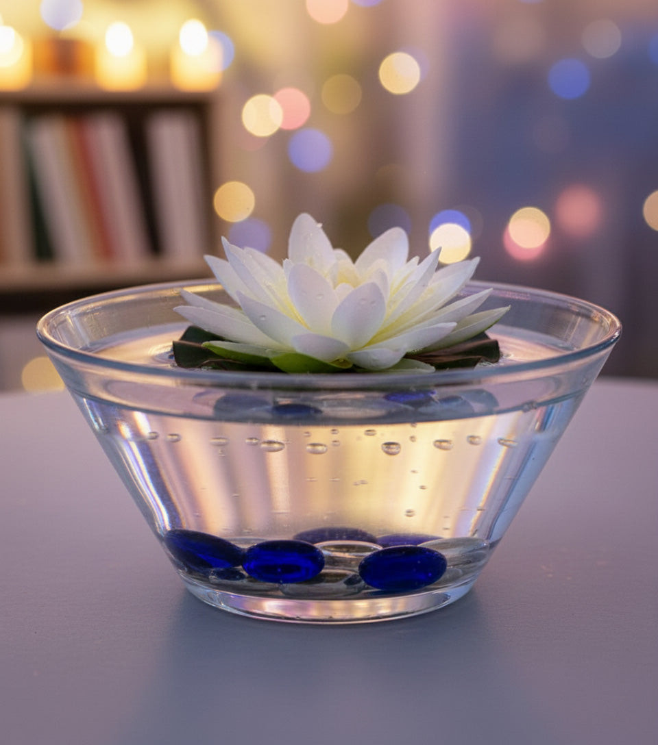 Premsons® Premium White Lotus Floating Flower – Decorative Artificial Bloom for Urli, Fountain & Centerpiece (Pack of 4)