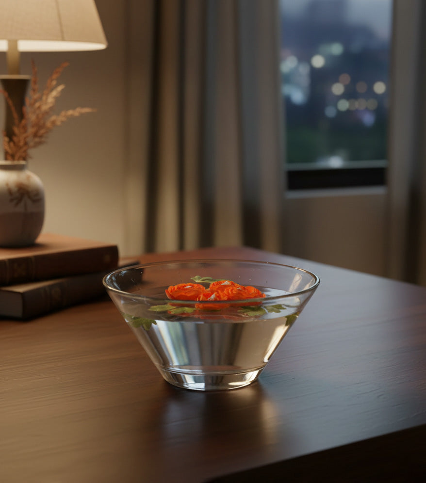 Premsons® Decorative Floating Ranunculus Flowers (4FLS & 3LVS) with Tape – Elegant Home & Event Decoration (Pack of 4)