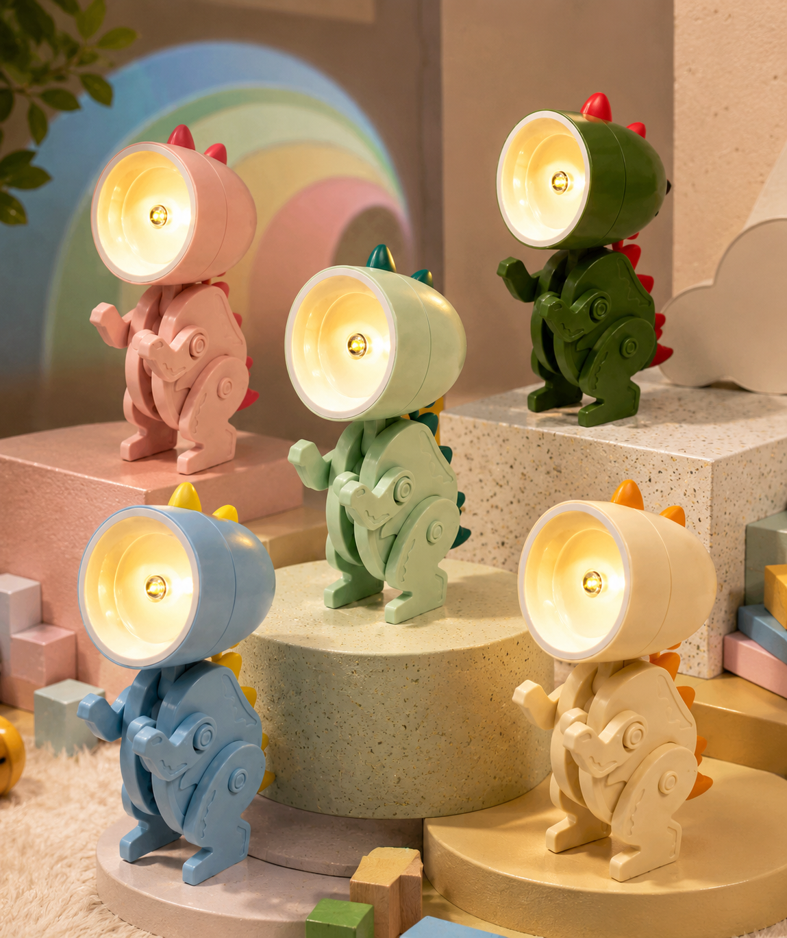 Premsons® Mini Dinosaur Clip-On LED Night Light – Cute Rechargeable Dino Lamp for Kids