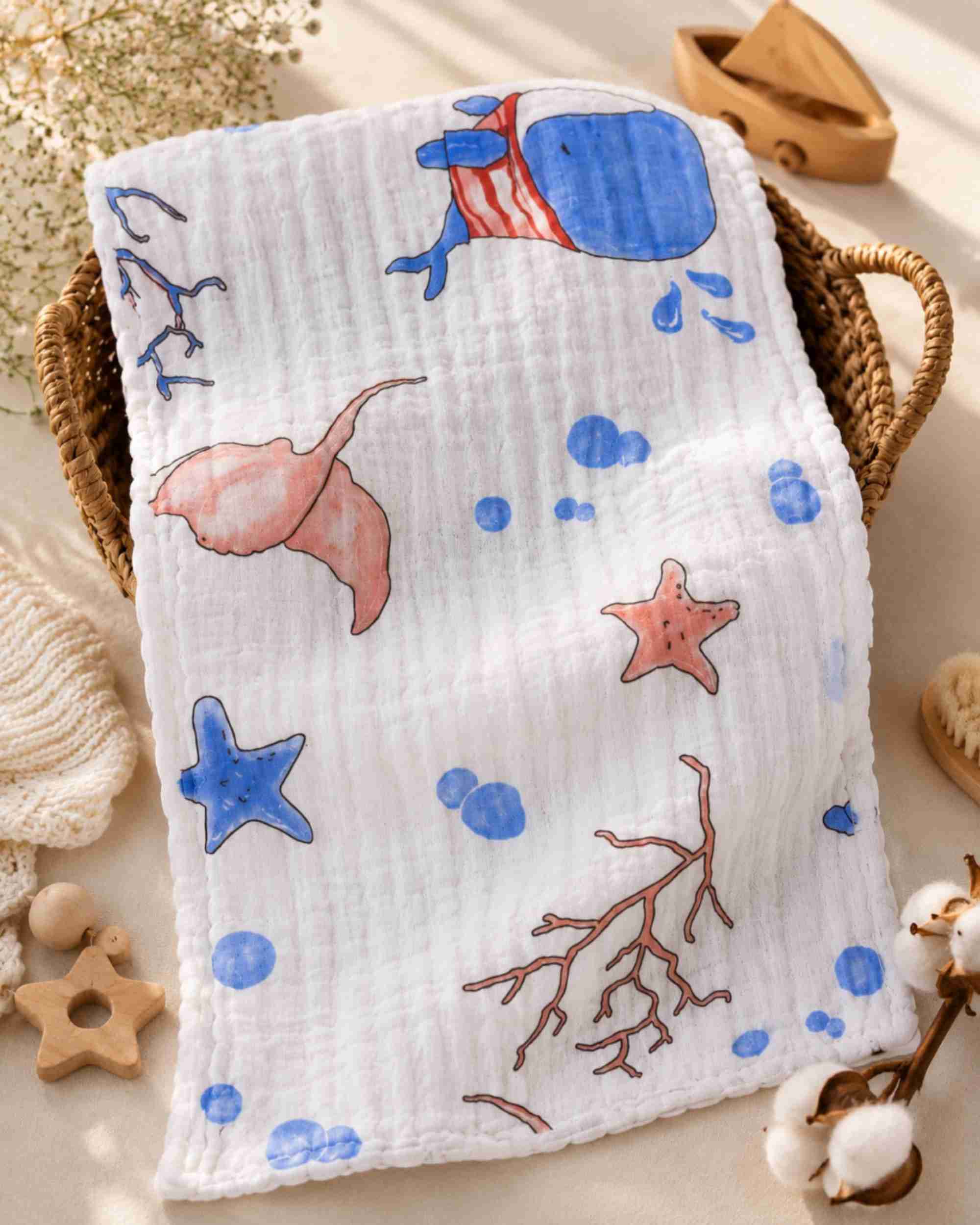 Premsons® Baby Burp Cloth for Newborns | Cute Ocean Sea Life Print