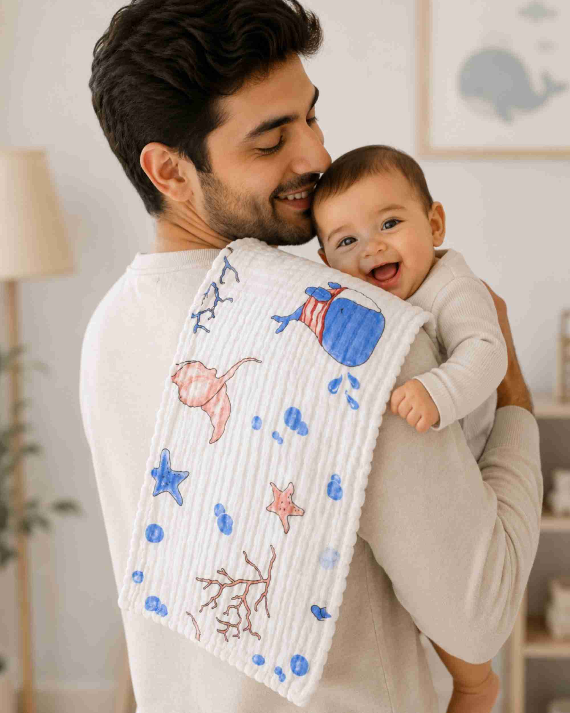 Premsons® Baby Burp Cloth for Newborns | Cute Ocean Sea Life Print
