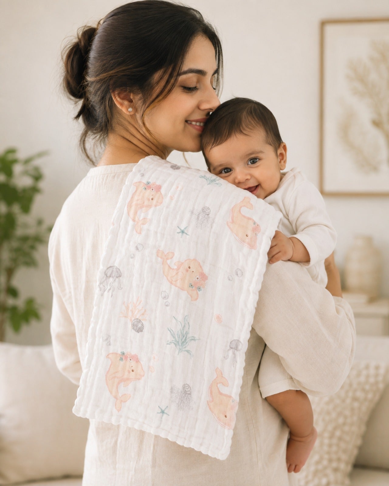 Premsons® Baby Burp Cloth for Newborns |Cute Sea Animal Print